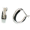 13213: silver setting white white topaz hoop-earrings earrings