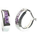 Design 13216: purple amethyst hoop earrings