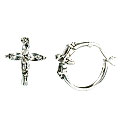 13225: silver setting white white topaz  christian earrings