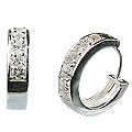 13226: silver setting white white topaz  hoop-earrings earrings