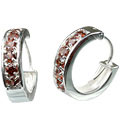 13227: silver setting red garnet  hoop-earrings earrings