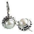 Design 13339: white pearl ethnic earrings