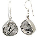 13528: Silver Setting gray rotile  drop earrings