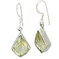 13535: Silver Setting yellow lemon quartz earrings