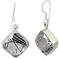 13539: Silver Setting gray rotile  drop earrings
