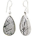 13541: Silver Setting gray rotile  drop earrings