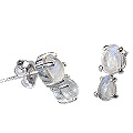 13547: Silver Setting white moonstone  drop earrings