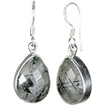 13579: Silver Setting gray rotile  drop earrings