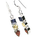 13584: Silver Setting multi-color multi-stone multistone earrings