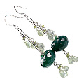 13620: Silver Beaded green aventurine chandelier earrings