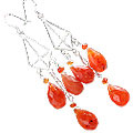 Design 13628: orange carnelian chandelier earrings