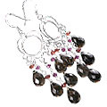 Design 13635: red smoky quartz chandelier earrings