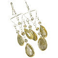 13876: Silver Setting yellow citrine  chandelier earrings