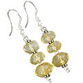 13877: Silver Beaded yellow citrine  contemporary earrings