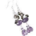 13939: Beaded brown,purple amethyst contemporary earrings