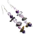 Design 14819: purple,multi-color amethyst chipped earrings