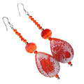 Design 14820: orange,white agate drop earrings