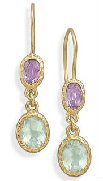 Design 17492 green,purple amethyst contemporary earrings
