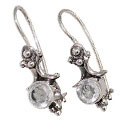 9334: Silver Setting White crystal  danglers earrings