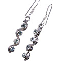 9368: Silver Setting blue blue topaz  danglers earrings