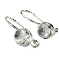 9378: Silver Setting White crystal  danglers earrings