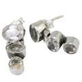 9405: Silver Setting White crystal  post earrings