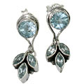 9441: Silver Setting Blue blue topaz  post earrings
