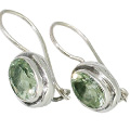 9442: Silver Setting Green green amethyst  danglers earrings