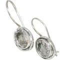 9444: Silver Setting White crystal  danglers earrings
