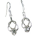 9448: Silver Setting White crystal  danglers earrings