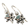 9462: Silver Setting grey, Green labradorite  danglers earrings