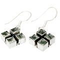 9484: Silver Setting Green green amethyst  art-deco earrings