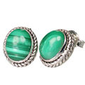 9498: Green malachite  post earrings