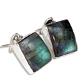 9499: Silver Setting green labradorite post earrings