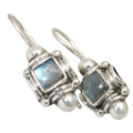 9527: Grey, Blue labradorite earrings