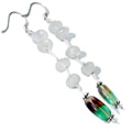 9569: White, Green moonstone  danglers earrings