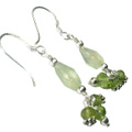 9570: Silver Beaded green peridot  danglers earrings