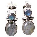 9635: Silver Setting Green, Blue labradorite  post earrings