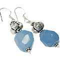 9703: Beaded Blue chalcedony danglers earrings