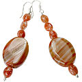 9720: Beaded Orange sunstone  danglers earrings