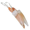 9758: Beaded White, Orange carnelian  claw earrings