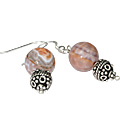 9762: White, Peach agate  american-southwest earrings