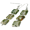 9764: Green jasper  danglers earrings