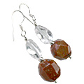 9767: Brown, White jasper  danglers earrings