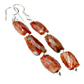 9769: Beaded Orange sunstone  danglers earrings