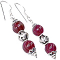 9772: Beaded Pink quartz  danglers earrings