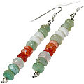 Design 9782: green,orange,white opal earrings