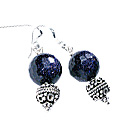 9783: Beaded Blue goldstone  danglers earrings