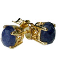 9914: Silver Setting Blue sapphire  post earrings