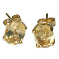 9922: Gold Polish yellow citrine  post earrings